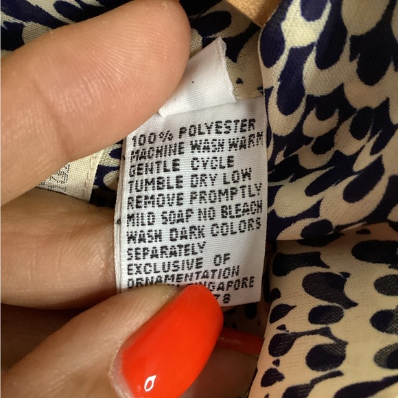 Vintage Tie-Neck Long Sleeve Midi Dress in Cream and Navy Spot 4P - Picture 15 of 15